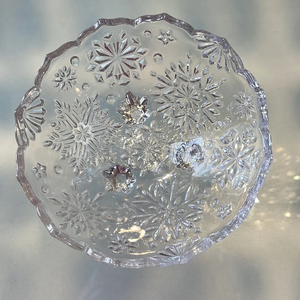 Vintage Mikasa Pair Crystal Snowflake Footed Bowl & Sweet Dish NWT NIB NOS ❄️